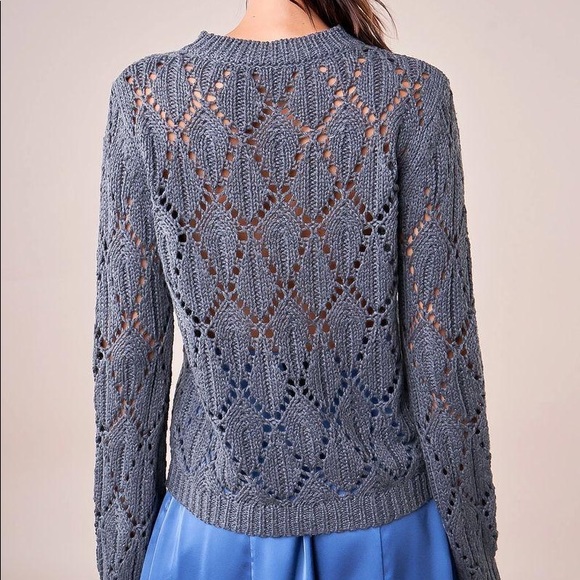 LONG SLEEVE POINTELLE SWEATER - Picture 2 of 3